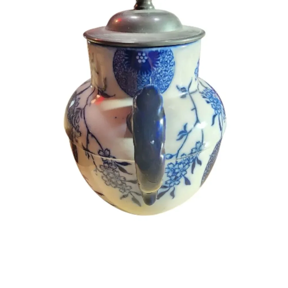 Antique 1886 Doulton Burslem Royle’s‎ Patent Self-Pouring Teapot Blue & White